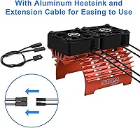 Vista 4 de Disipador térmico de motor RC con ventiladores de refrigeración gemelos de 30 mm, diámetro de 40 mm, Compatible con motor brushless 4068 4274