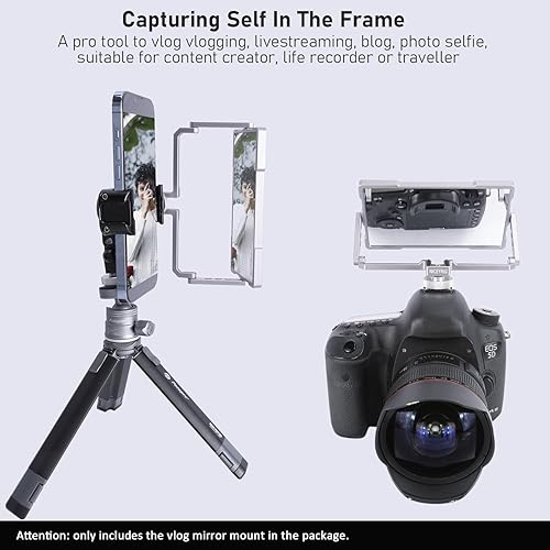 Miniatura 6 de NICEYRIG Pro Selfie Mirror Mount Vlog Vlogging para iPhone y Android Teléfono Celular 6.7'' 6.5'' 6.1'', 360 Flip Screen Mirror para YouTube Live