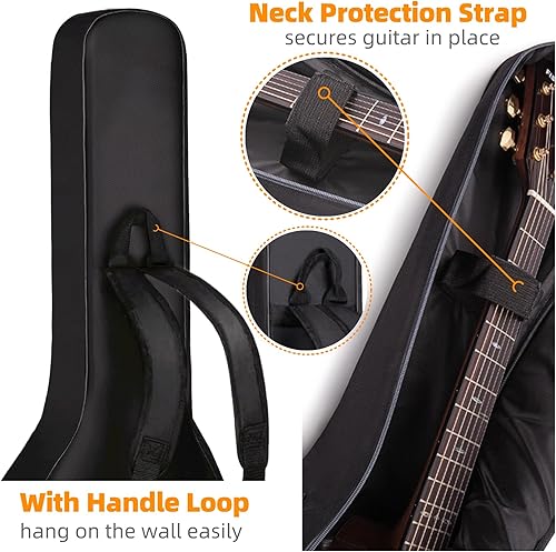 Miniatura 10 de GIGKOUKI Bolsa de guitarra acústica de 38 39 pulgadas, funda suave de 0.35 pulgadas de grosor, acolchado de guitarra clásica, mochila grande con