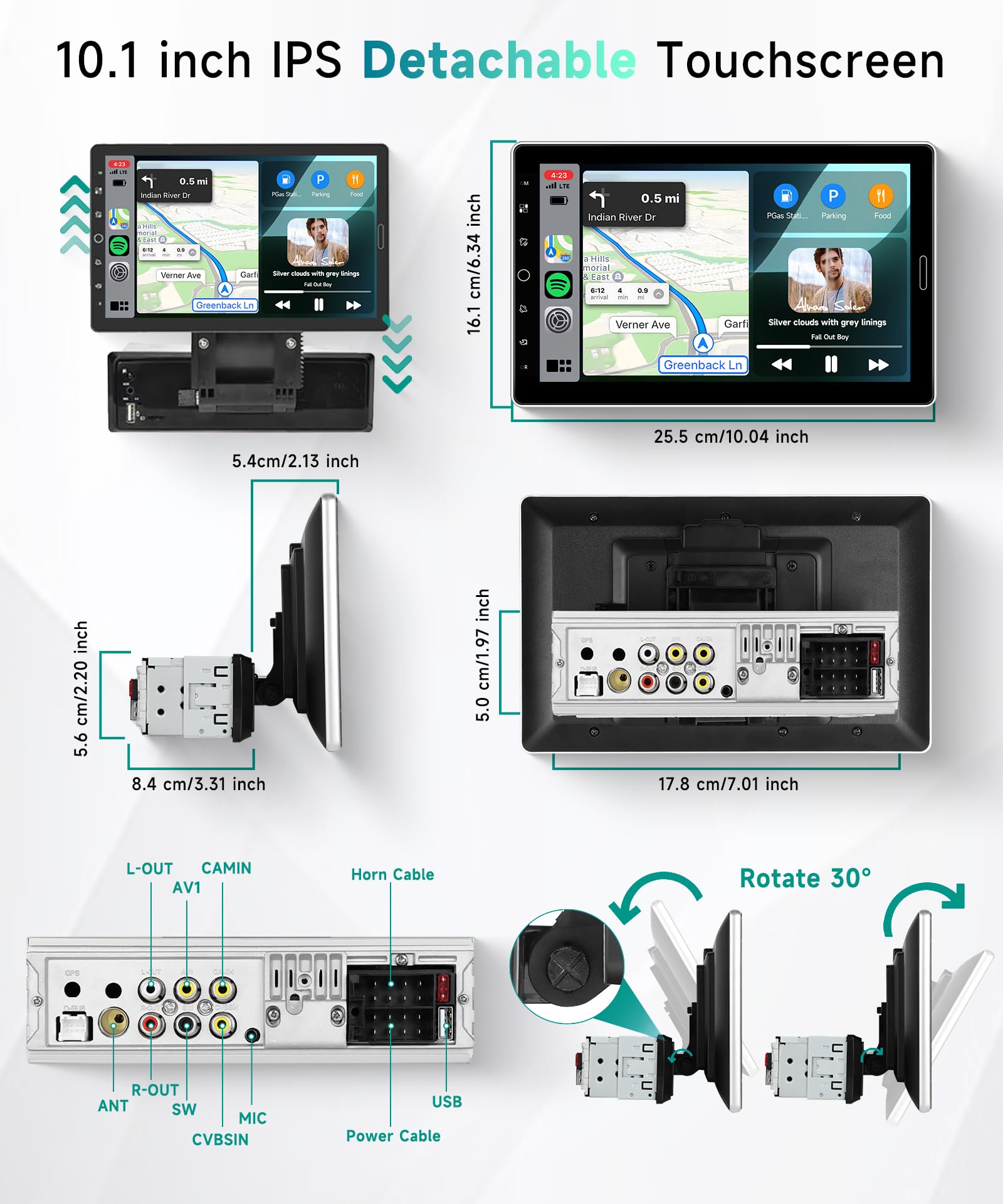 Amazon.com: 10.1 inch Single Din Car Stereo with FM/RDS Wireless