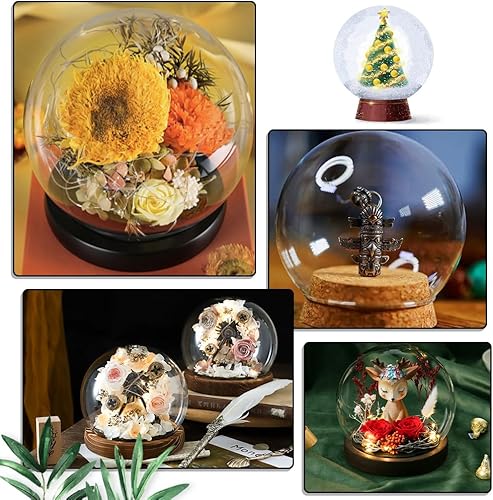 Miniatura 6 de PH PandaHall Cúpula Cloche de cristal de 4.9 x 4.5 pulgadas, vitrina de cristal con base, cúpula decorativa, cúpula de nieve para luces de hadas,