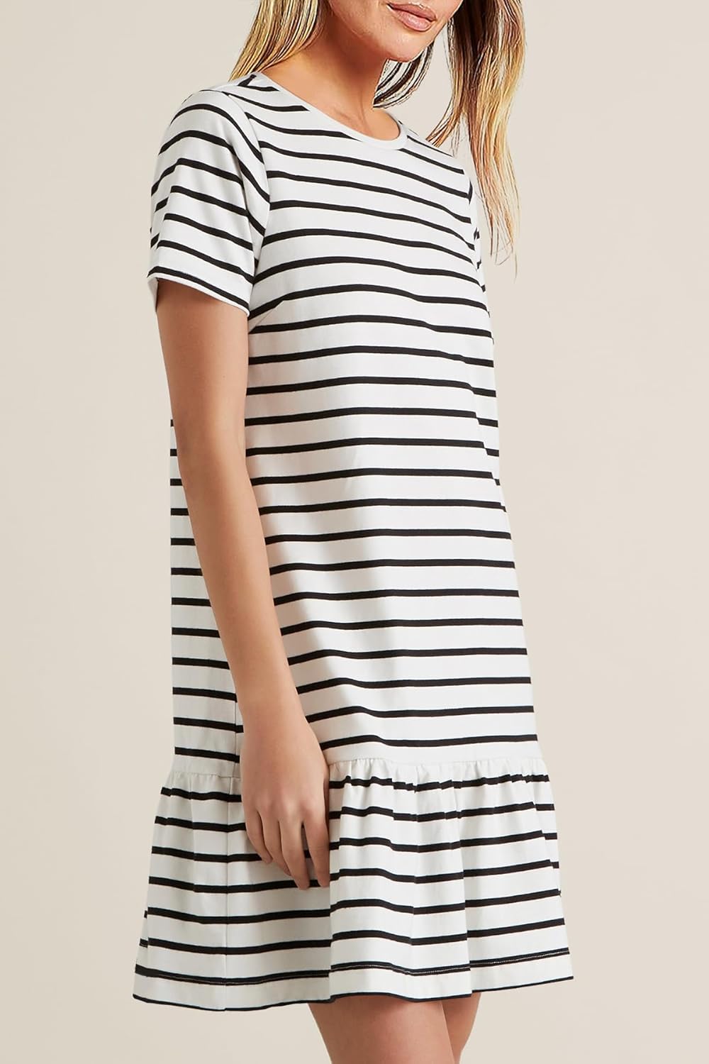 MITILLY Women's Casual Summer T Shirt Dress 2026 Striped Loose Short Sleeve Tunic Dress with Pockets - Image 2