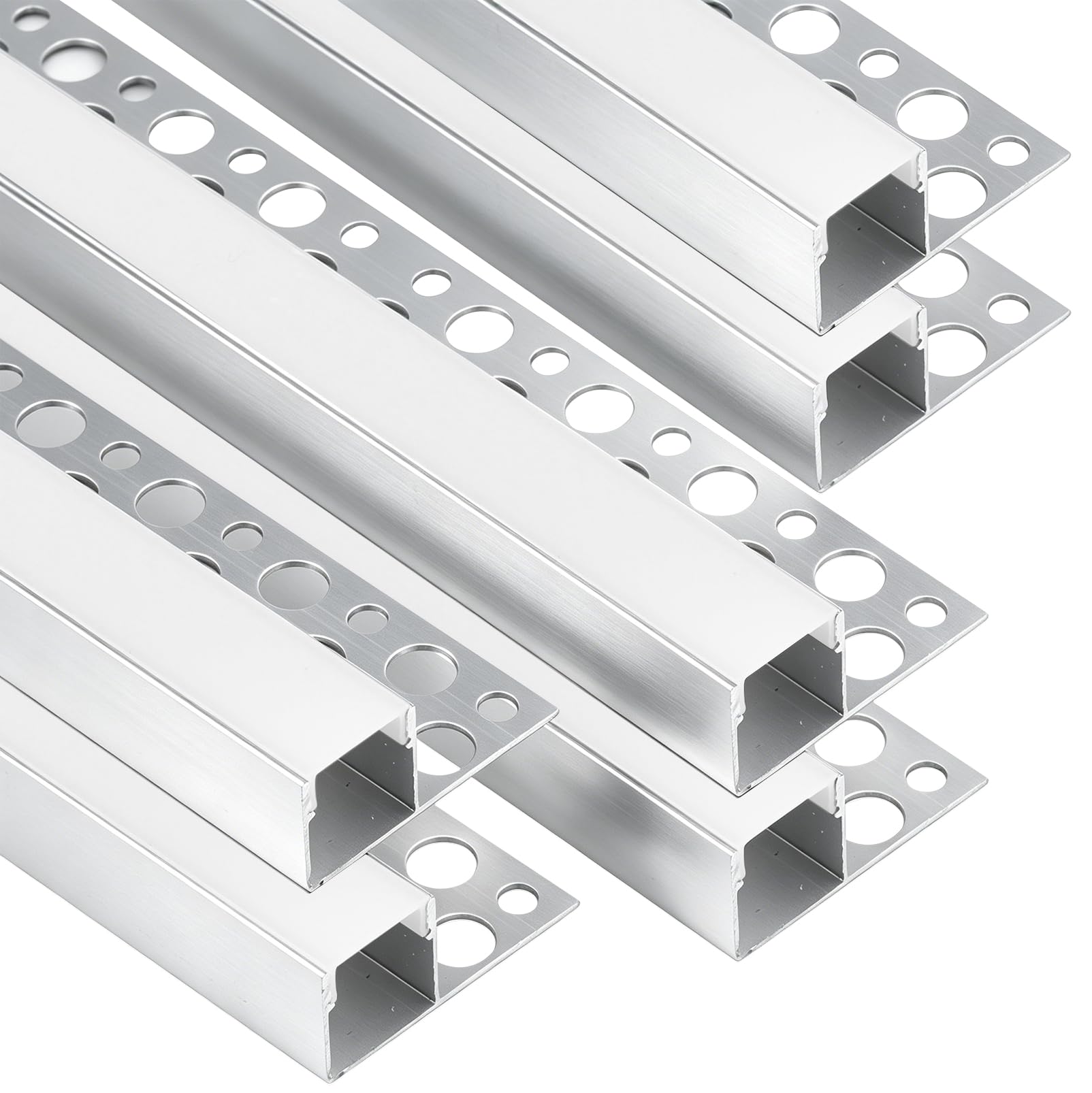 LEDLightsWorld - Perfil led de aluminio para tiras de LED de 15 mm, 6 unidades, perfil de azulejos LED de 3,3 ft/1 m con cubierta lechosa, perfil de aluminio para paneles de yeso, perfil LED de