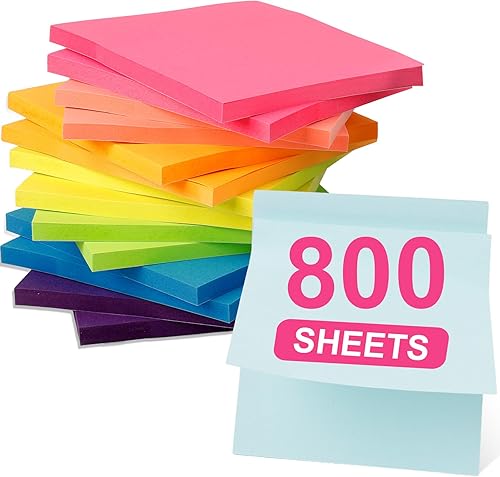 Notas adhesivas de 3 x 3 Almohadillas autoadhesivas, notas reciclables, notas adhesivas de colores brillantes, cuaderno, oficina