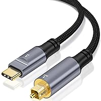 Vista 1 de Cable de audio óptico USB C a Toslink, puerto USB C a SPDIF unidireccional de 4 pies, cable de audio estéreo óptico digital macho para smartphone