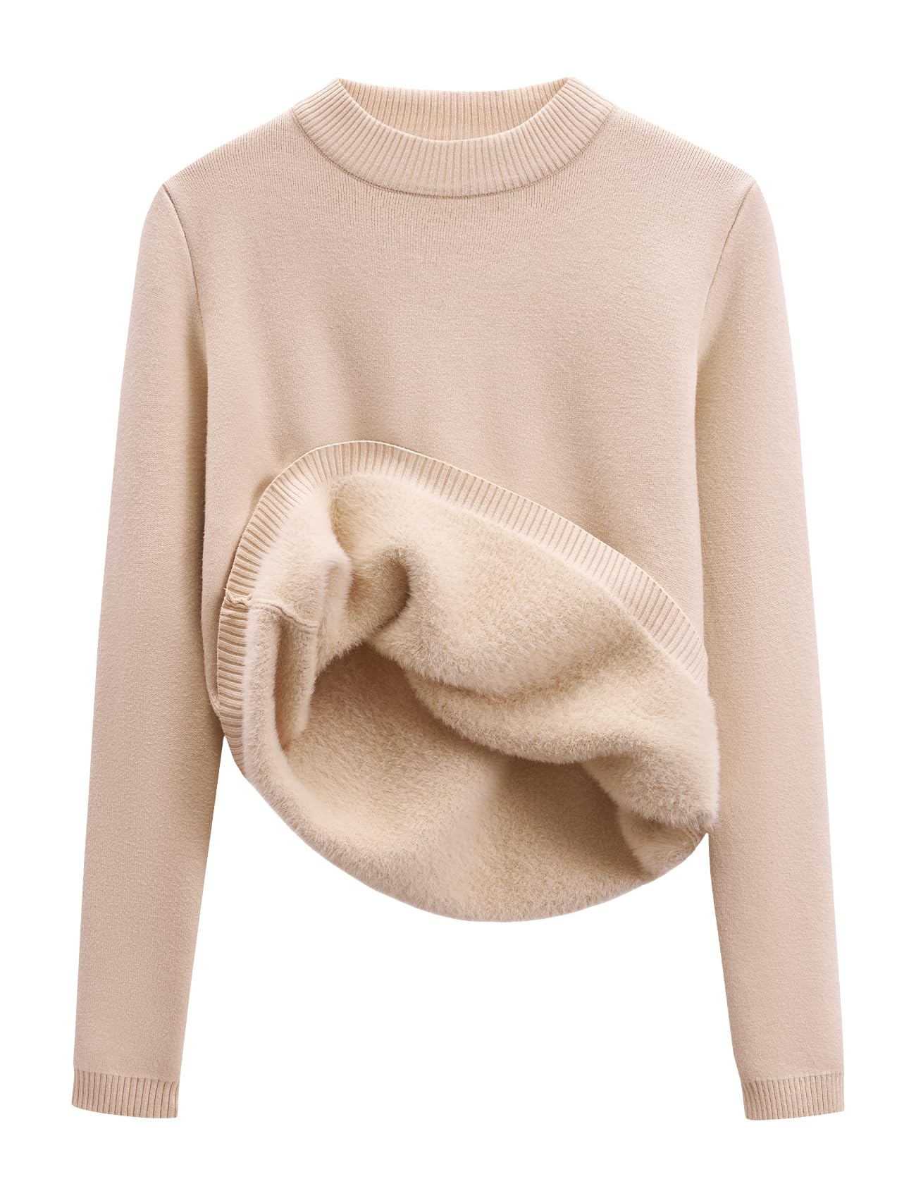 gihuo Womens Fleece Sweaters Sherpa Lined Thermal Shirts Long Sleeve Warm Base Layer 2026 Knit Fall Sweaters-picture-45