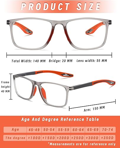 Miniatura 4 de Hubeye 5 pares TR90 de gafas de lectura deportivas para hombres y mujeres ultraligeros flexibles anti-luz azul lectores +2.5