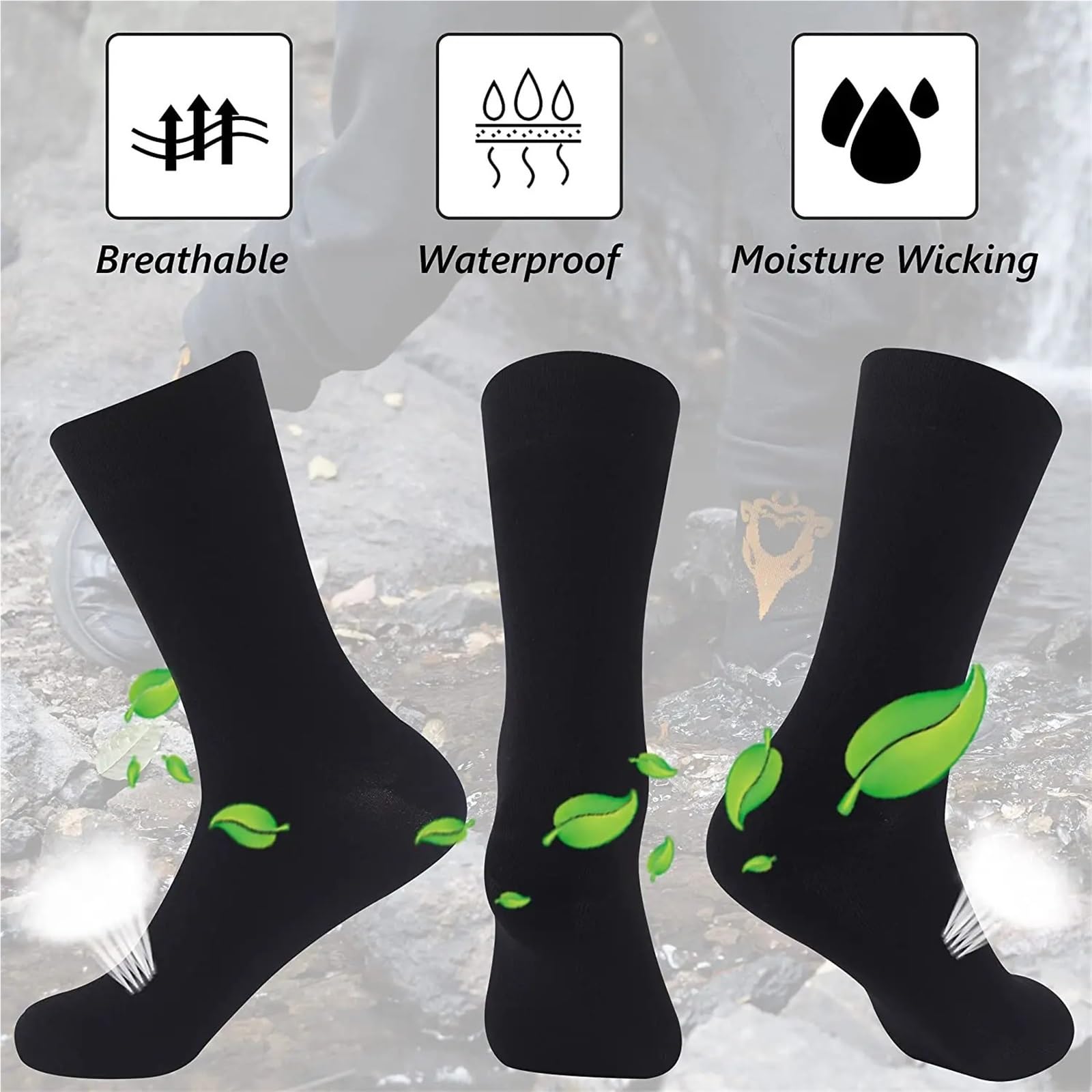 Wasserdichte Socken Wasserdichte Unisex-Socken, ultraleichte atmungsaktive Herrensocken for Sport, Fitness, Camping, Angeln, Rafting, Skifahren FüR Wie Laufen