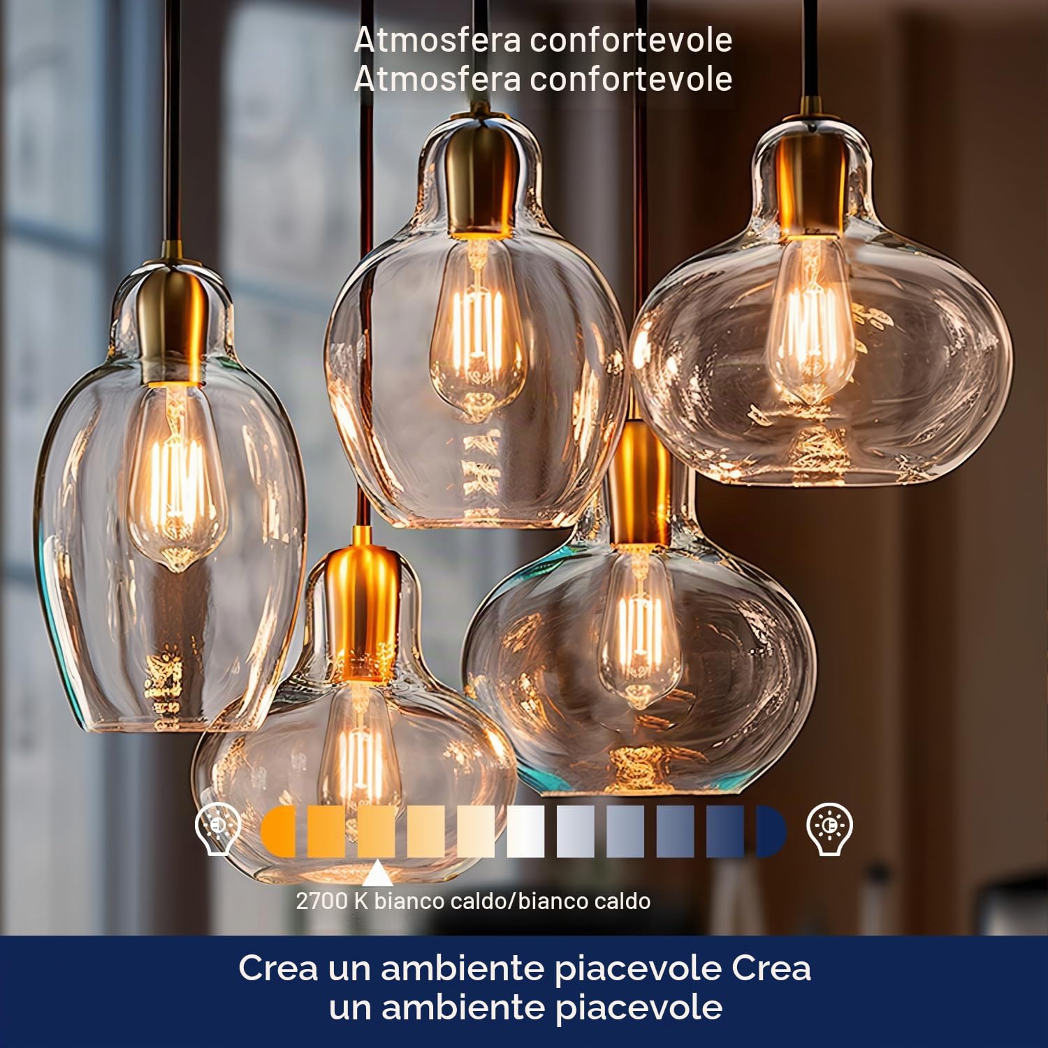 FLSNT Dimmerabile Vintage LED Lampadine Edison E27, ST64 Retro LED filamento Lampen, 7W (equivalenti a 60W), Bianco caldo 2700K, 806 Lumen, Vetro Trasparente, Confezione da 6