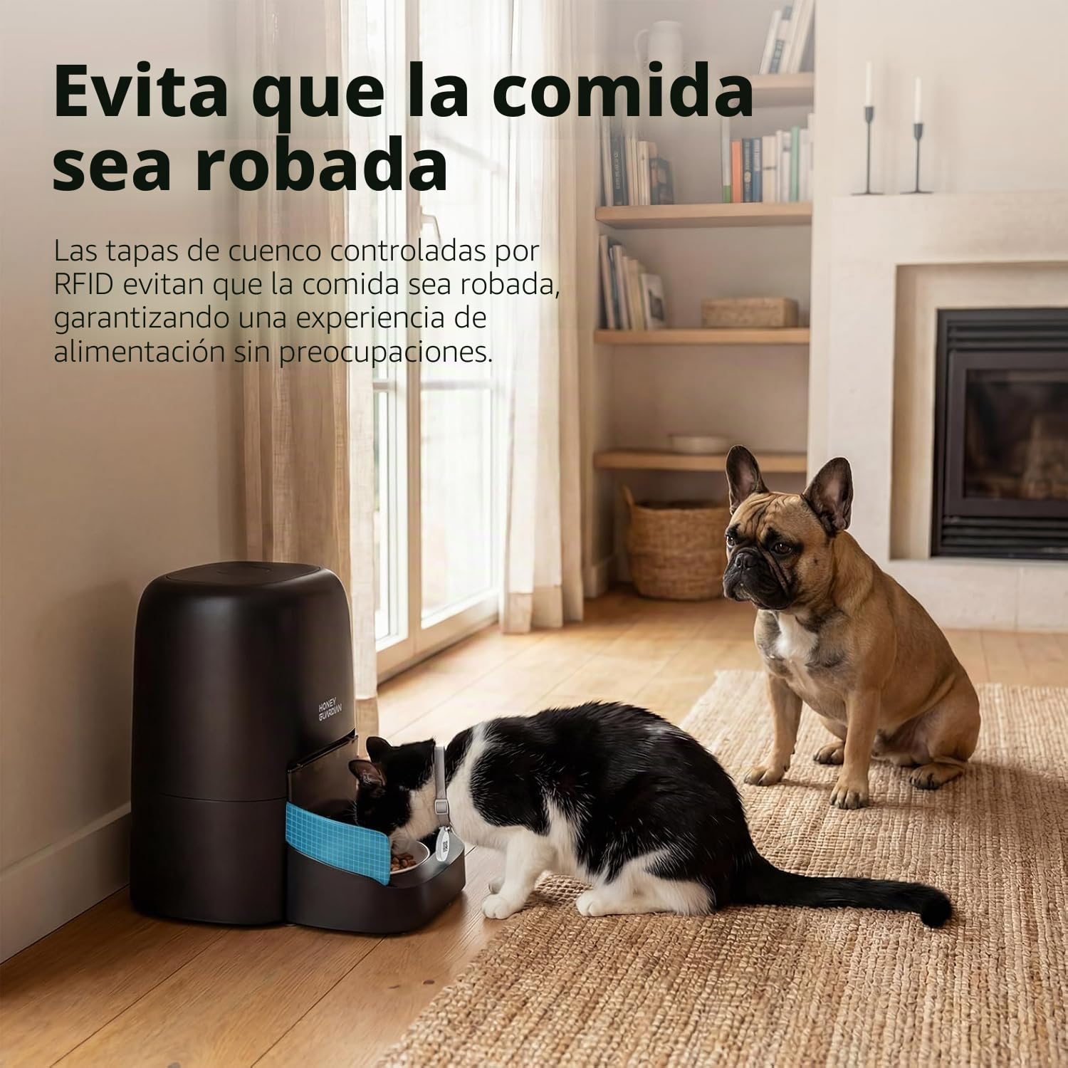 HoneyGuaridan RFID Comedero Automático para Gato, Comidas Activadas Mediante RFID, 5G WiFi Dispensador de Comida Gatos, Ideal para Hogares con Varias Gatos y Diferentes Regímenes Alimenticios