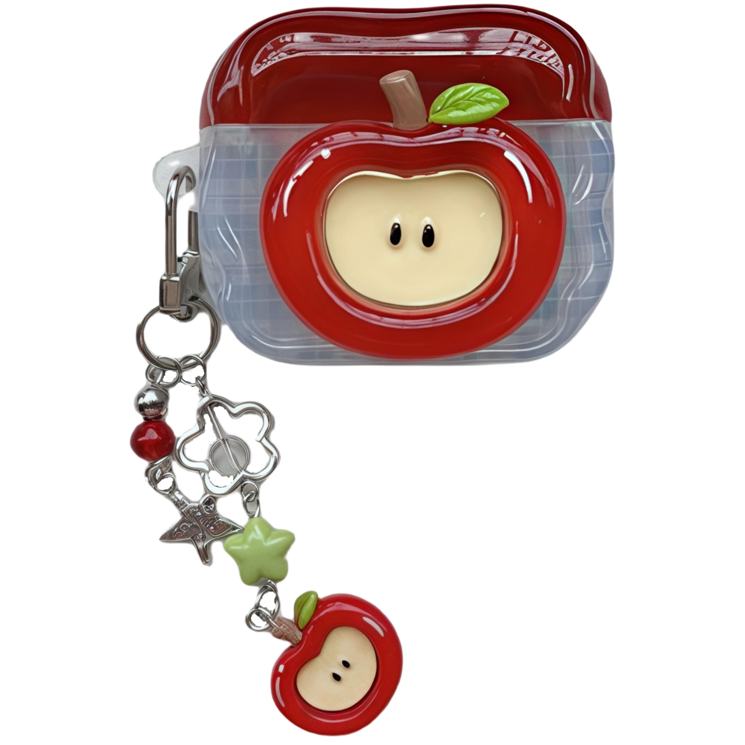 SGVAHY for AirPods 4 Case with Keychain Cute 3D Red Apple Pattern Design Soft Silicone Cover for Women Girls Anti-Fall Shockproof Protective Case for AirPods 4th Generation