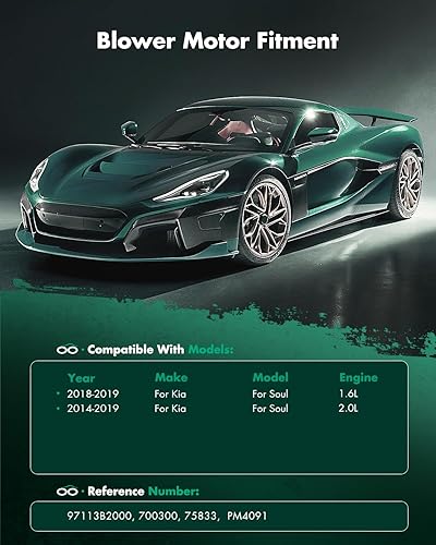 Miniatura 5 de SCITOO 700300 Motor soplador HVAC para vehículos Kia  Motor de soplador de calentador de CA apto para 2014-2019 Kia Soul HVAC Motor soplador de