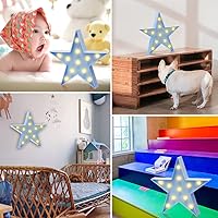 Vista 4 de Luz nocturna LED de marquesina, funciona con pilas, lámpara de mesa de escritorio en forma de estrella para niños, bebé, niño, regalo de niña, Azul
