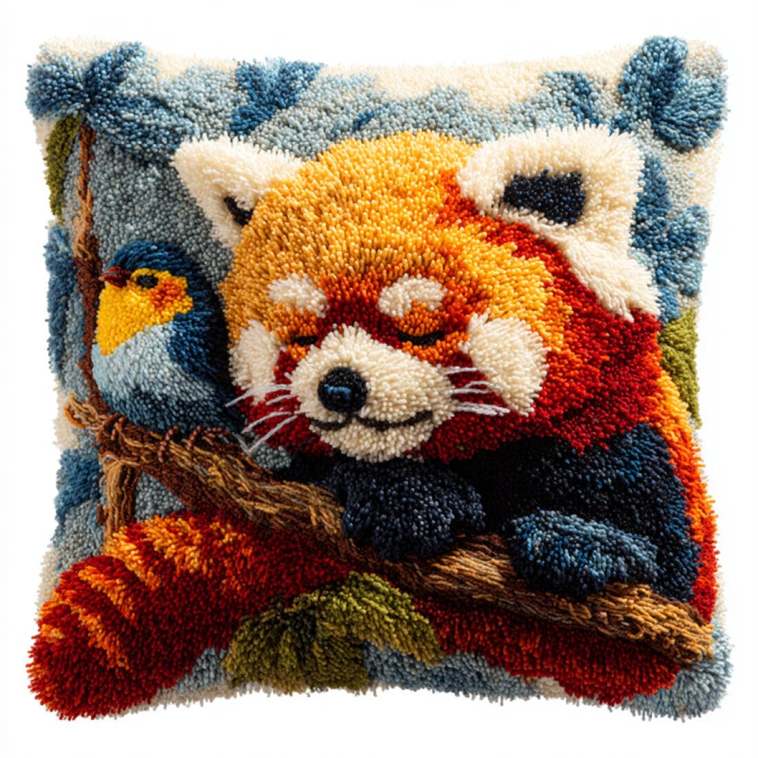 Kitquiver Animal Latch Hook Cushion Set Cartoon Panda DIY Latch Hook Kits Pattern Printed Throw Pillow Case Cushion Cover for Adults and Beginners 17x17In
