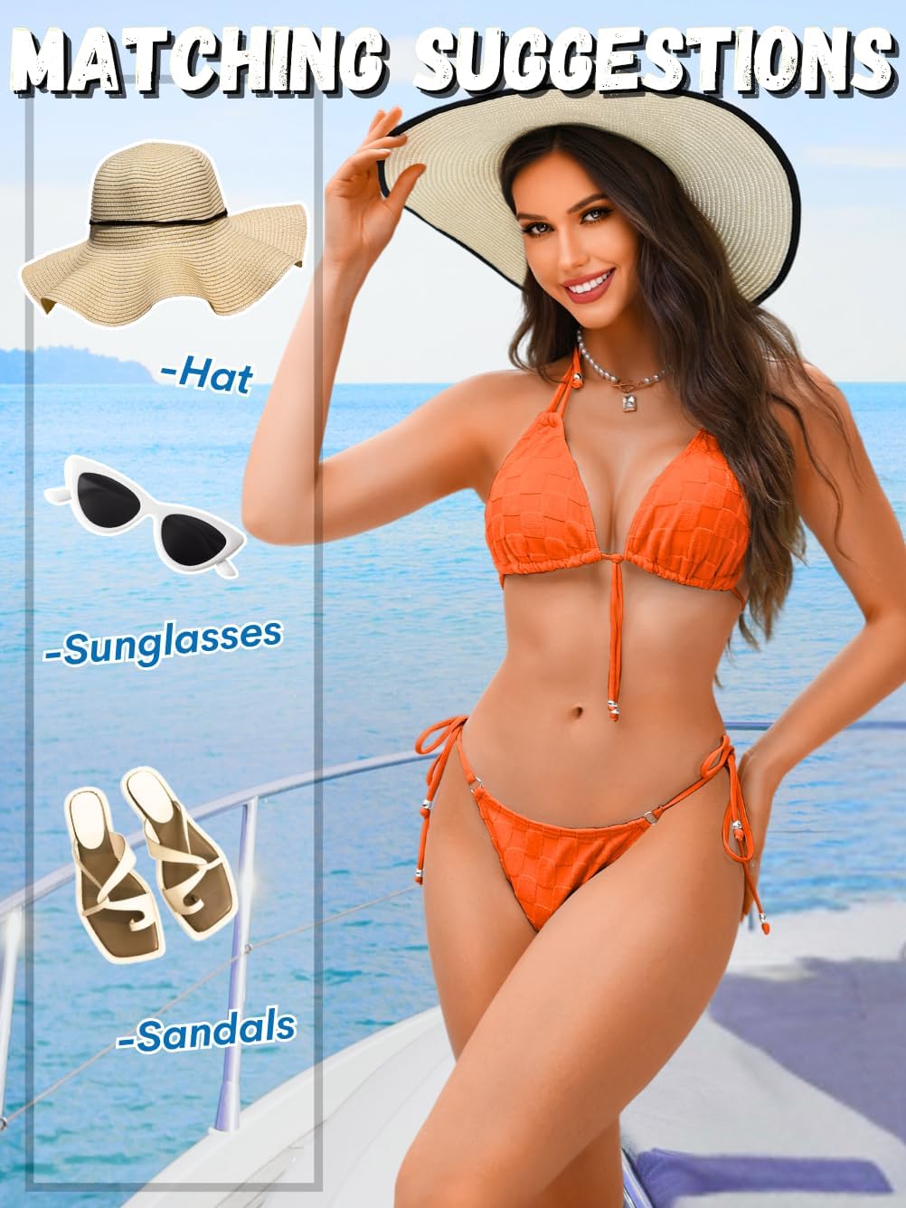 Kaei&Shi Textured String Bikinis,High Cut Thong Bikini Sets for Women,2 Piece Sexy Swimsuit Beach Tanning - Image 5