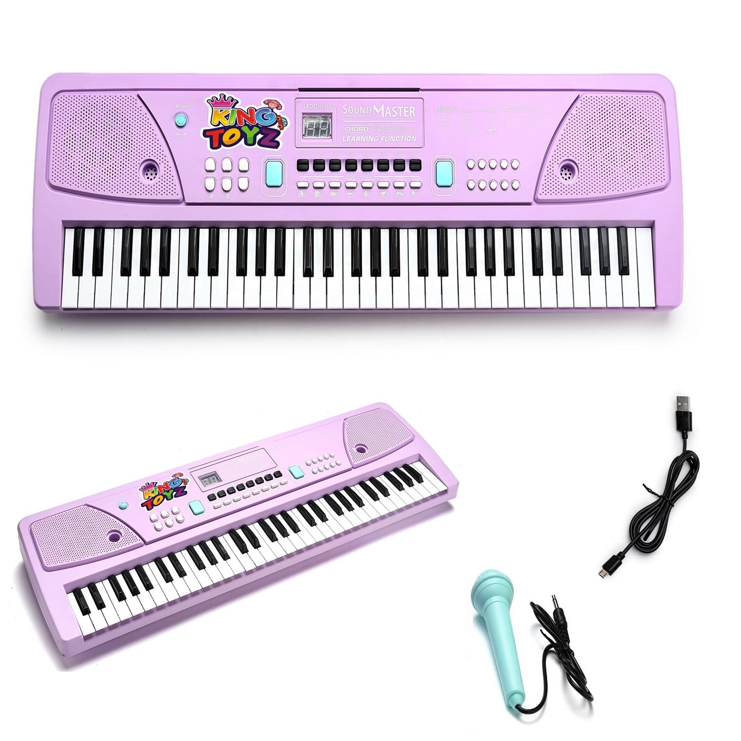 Piano Keyboard with Mic | 61 Keys, 10 Rhythms, 16 Tones, 6 Demo Songs & 8 Percussions | Electronic Musical Toy for Boys & Girls Age 2-5 |Educational & Recording Keyboard for Beginners Purple-image-49
