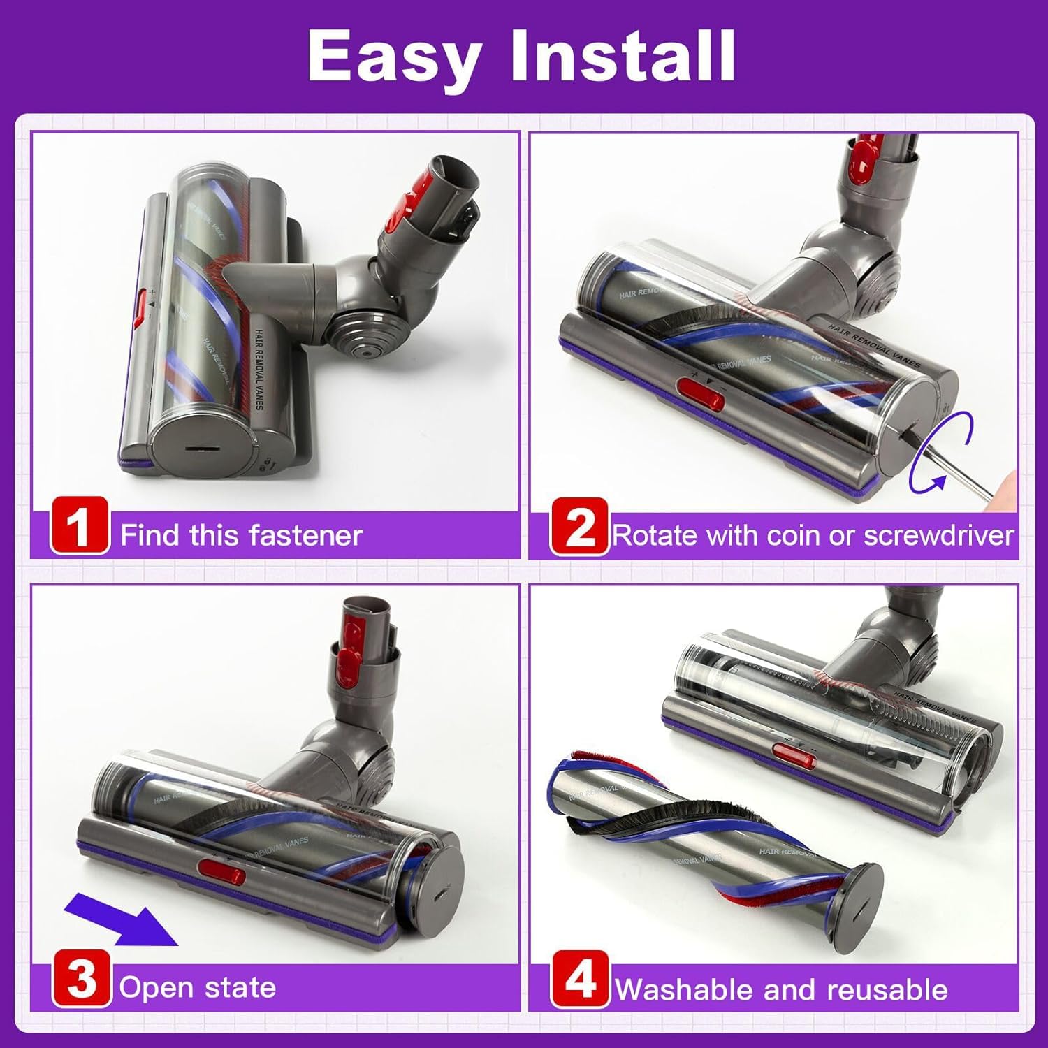 Ersatzbürstenkopf mit hohem Drehmoment für Dyson V11 V15 V10 V8 V7 Models,Bodenbürste mit Einstellbarer Saugkraft Upgrade Torque Drive für Hartboden und Teppiche Ersatzbürste Zubehör No. 970100-04& 05
