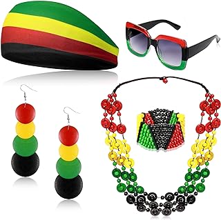 5 Pieces Jamaica Rasta Women's Jewelry Set Rasta Accessories
