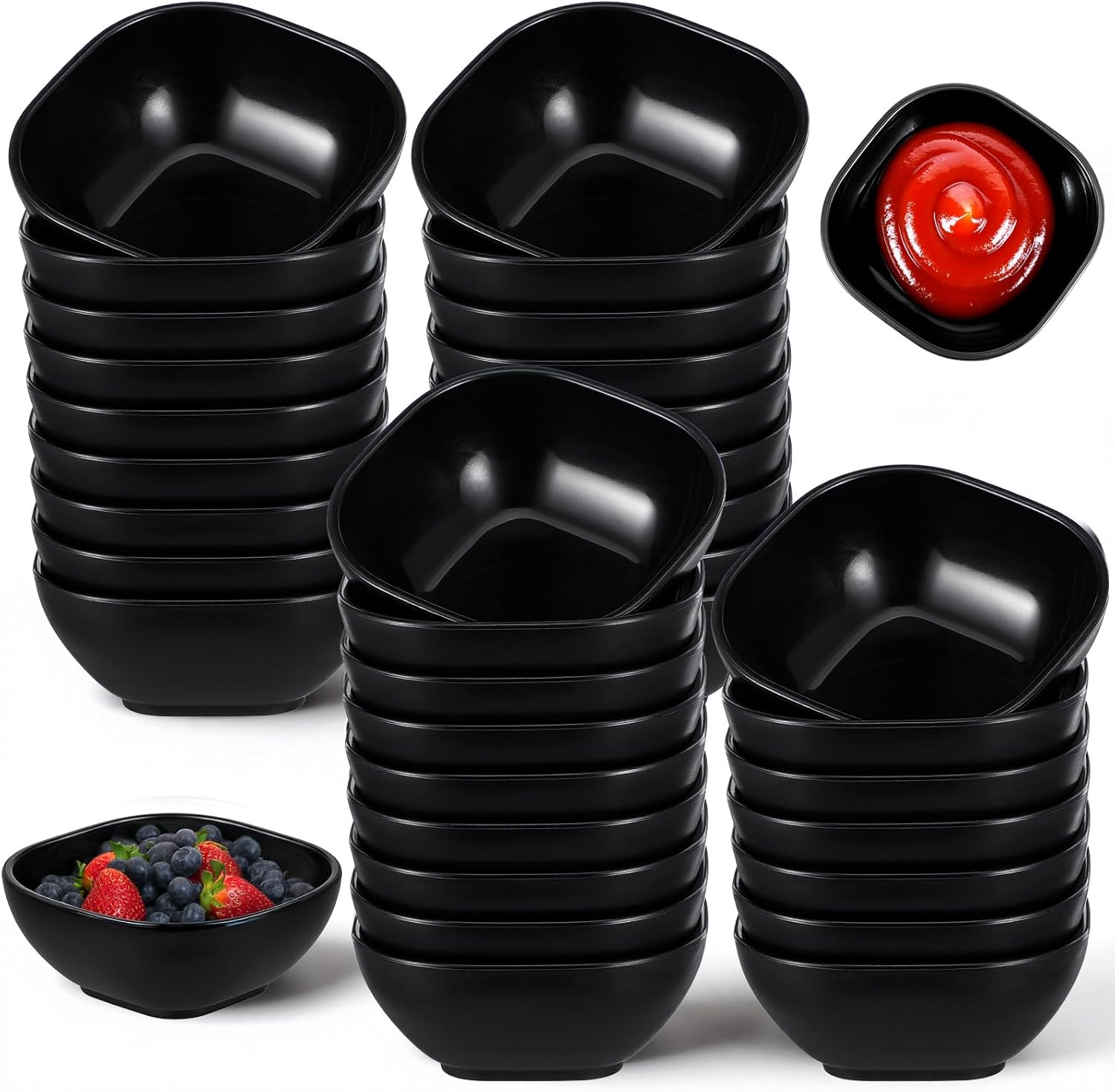 Kifmurase 36Pcs Wheat Straw Dipping Bowls, 4.5OZ Alternative Plastic Soy Sauce Dishes, Unbreakable Dessert Bowls, Dipping Sauce Cups, Mini Prep Dishes for Snack, Sushi, Condiment, BBQ, Ketchup