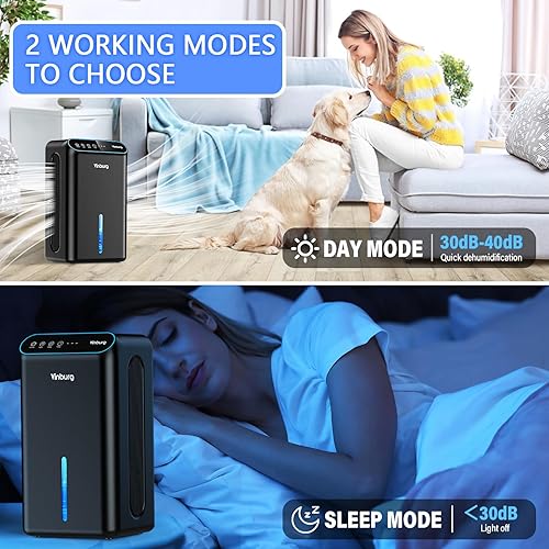Miniatura 4 de Deshumidificador para el hogar (tanque de agua de 85 onzas, 800 pies cuadrados) deshumidificador pequeño silencioso para sótano, dormitorio, baño