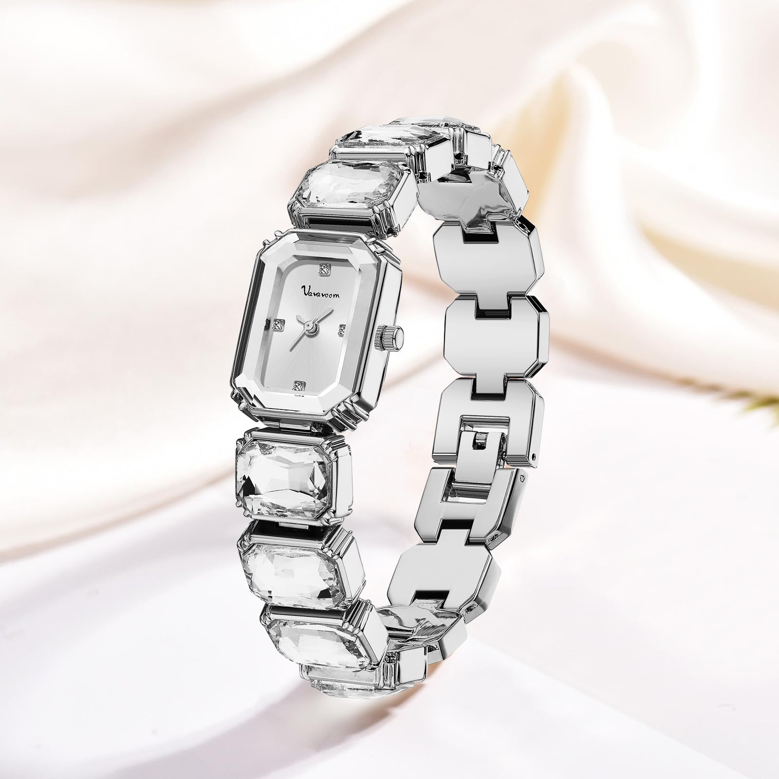 Luxus Damen Kristall Armband Uhr Elegant Rechteckig Minimalistisch Zifferblatt Diamant Armreif Band Wasserdicht Mode Zierlich Damen Quarzuhren Damen Geschenk