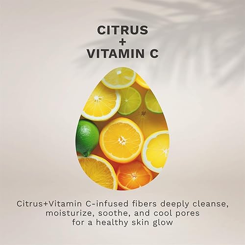 Miniatura 4 de KOL Exfoliante facial, almohadillas de limpieza facial con infusión de cítricos y vitamina C, esponja facial desechable para limpieza diaria de la