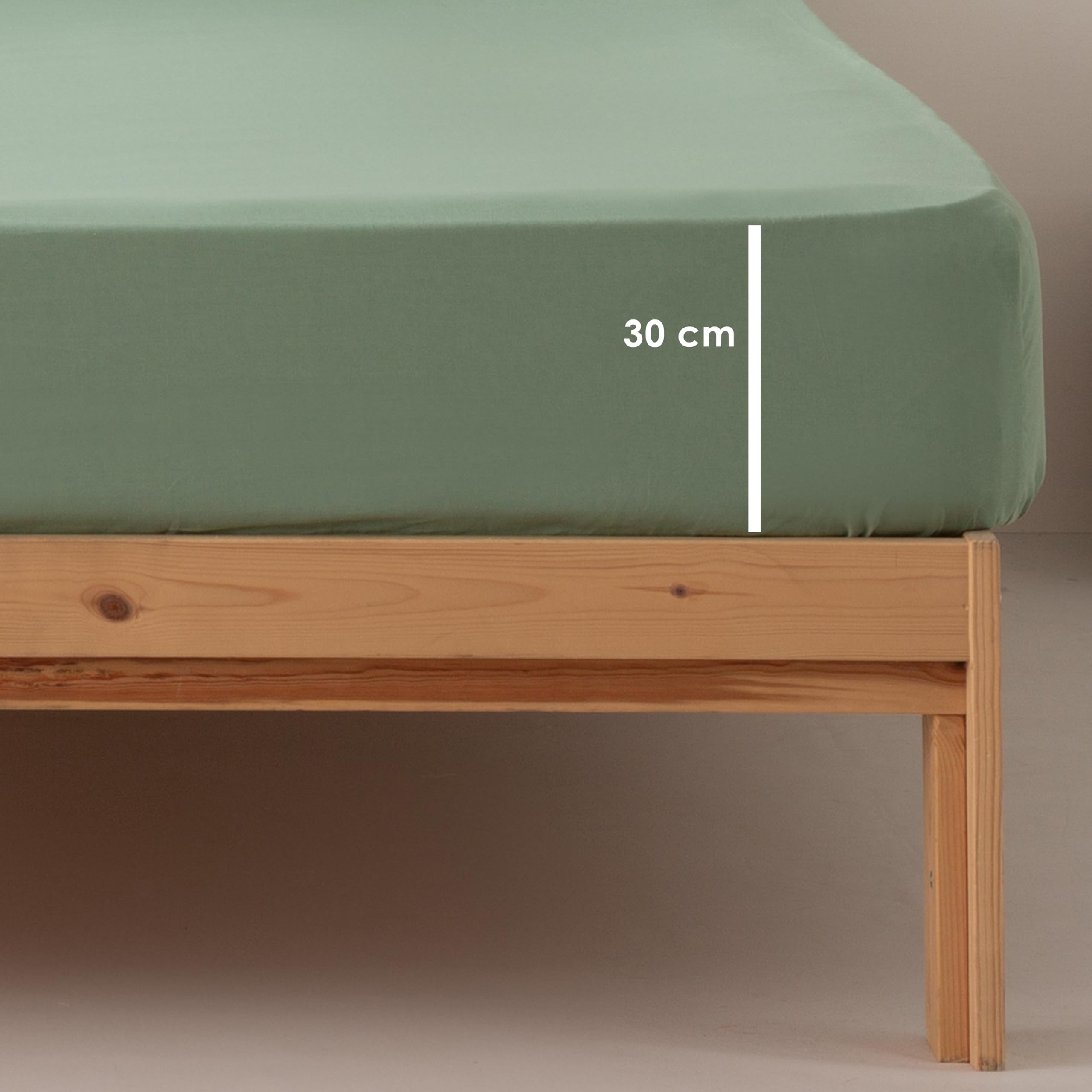 Fitted Bed Sheet 100 x 200 x 30 cm, 100% Cotton, Breathable, Adjustable, Aqua Colour, Green, 100 x 190 / 200 cm - Image 4