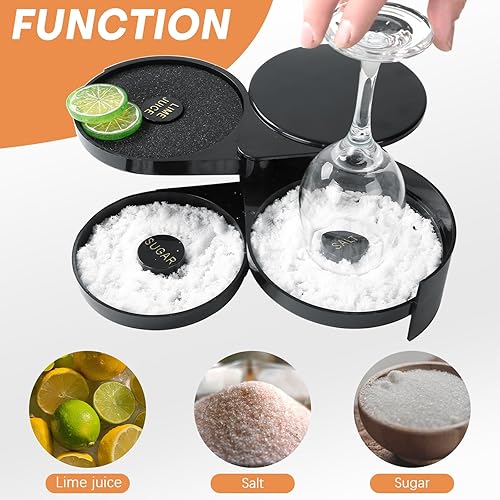 Miniatura 4 de NATGAI Paquete de 2 rimmer de vidrio de barra de 3 niveles  Herramienta de camarero para cóctel, margarita, rimmer de vidrio de 3 niveles, borde de