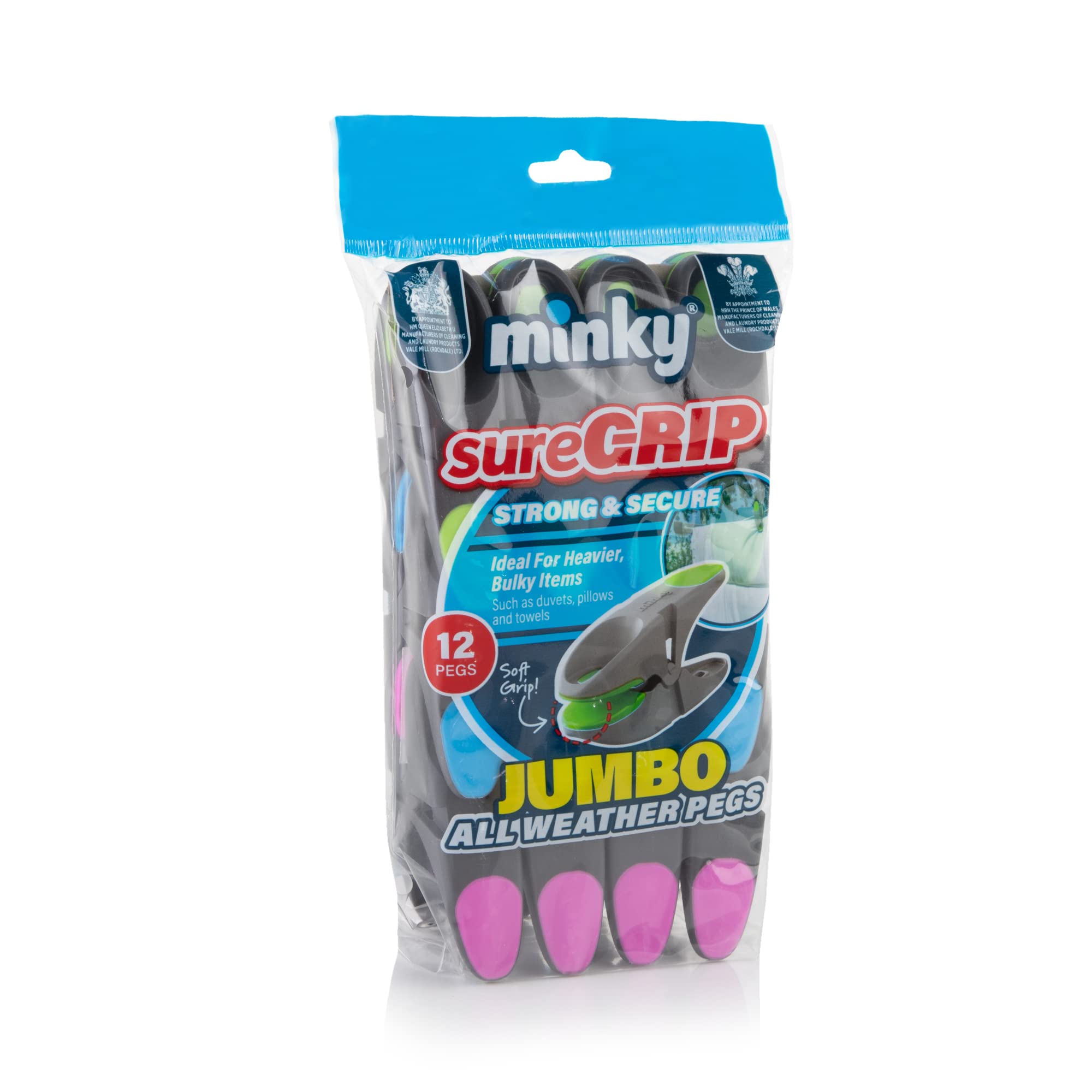 Minky Mky Jumbo Suregrip Pegs 12pk