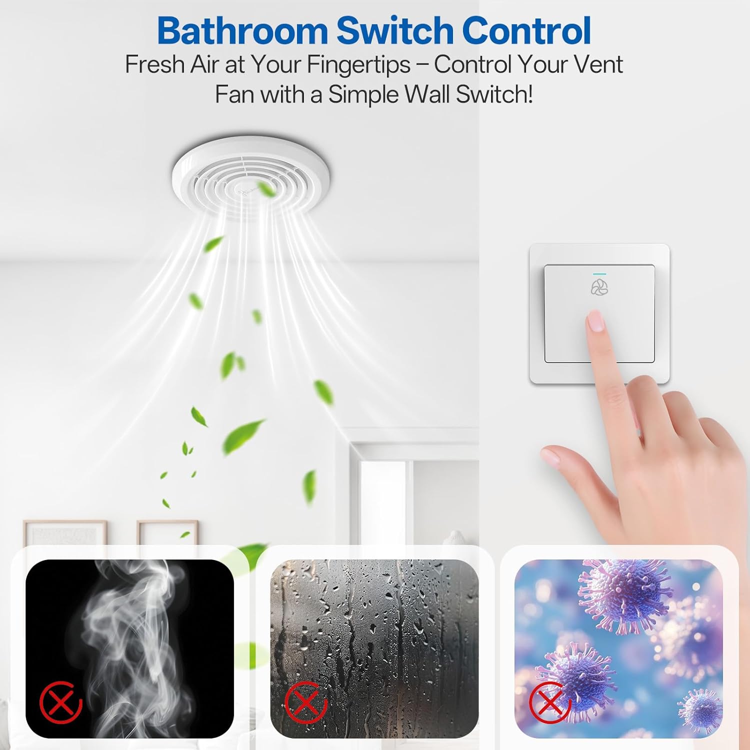 4inch Exhaust Fan, 110 CFM Wall Mounted Vent Fan, 1.0 Sone Quiet, Windows Exhaust Fan, Ventilation Fan for Bathroom, Basement, Mobile Home (2 packs)