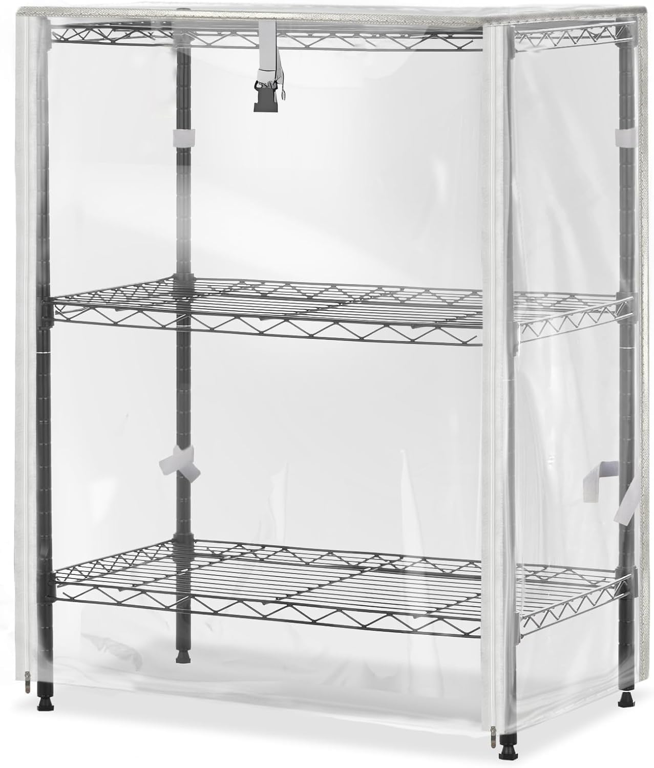 PVC Waterproof 3 Shelf Wire Rack for Wire Shelf Cover - 24" W x 14" D x 30" H - Protects from Dust and Debris - Only Cover (Transparent)