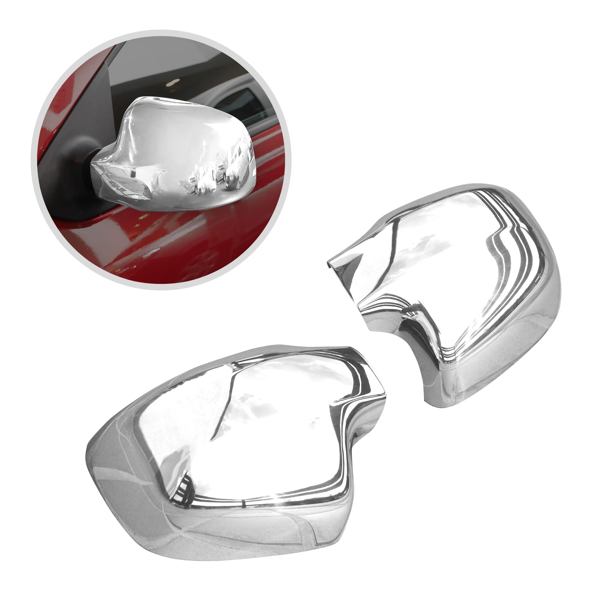 CHROMEMASTER | Nakładki na Lusterka Zewnętrzne | Kompatybilne z Dacia Sandero M0 Hatchback, 5 Drzwi 2012-2020 | Inox/Chrom; Osłony Lusterek to Niepowtarzalny Wygląd Auta i Ochrona Przed Uszkodzeniem