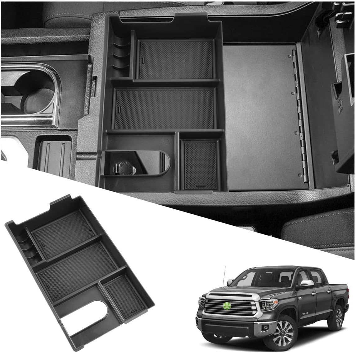 2007-2021 Tundra/Sequoia Center Console Organizer for Toyota Tundra/Sequoia Accessories Armrest Console Glove Tray Compatible with 2007-2021 Toyota Tundra & Sequoia(Full Console w/Bucket Seats ONLY)