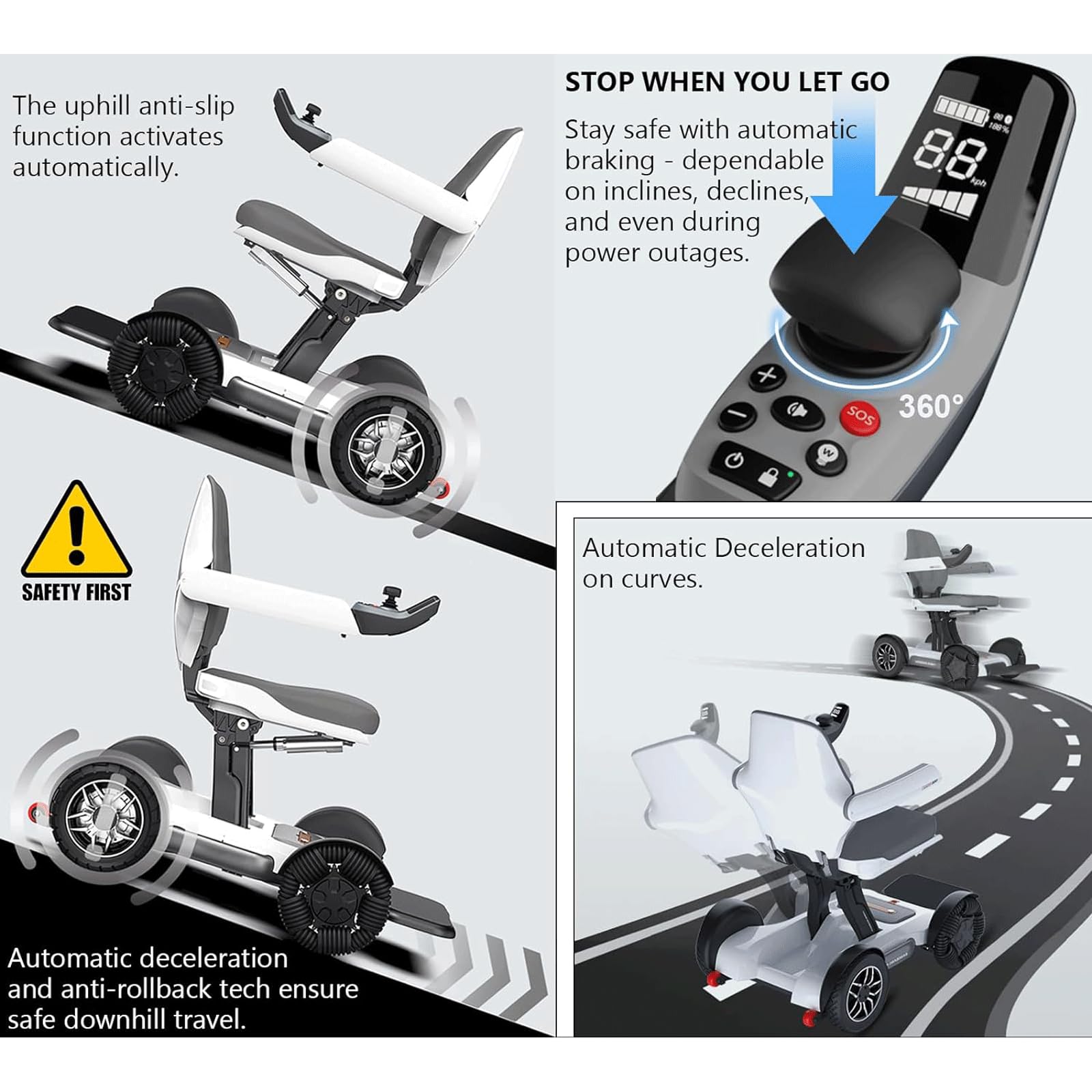 KRILLIQ Silla de Ruedas eléctrica Inteligente para discapacitados, Scooters con Ayuda de Movilidad Rica en Funciones, Silla eléctrica para Viajes en casa al Aire Libre
