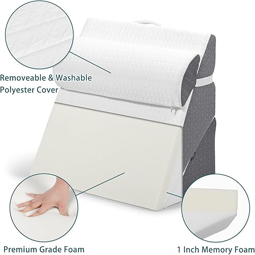 Miniatura 4 de baibu Juego de almohadas de cuña de 21.5 pulgadas para cama de dormir, almohada de cuña para después de la cirugía, almohada triangular ajustable