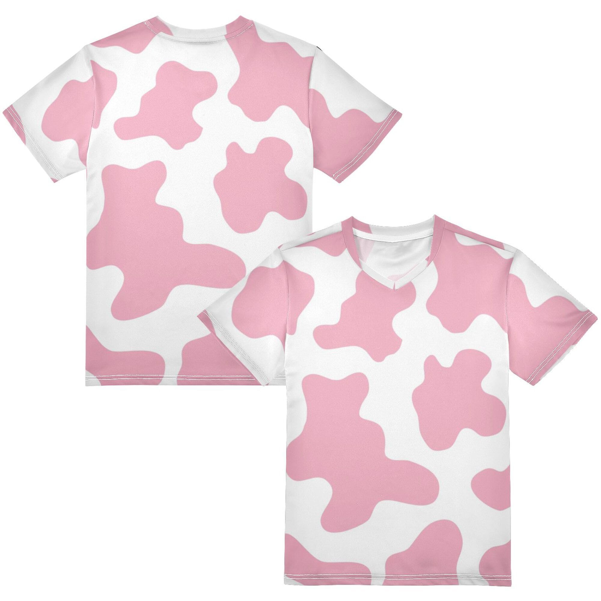 Kids Short Sleeve T-Shirt Tops Quick Dry Abstract Peach Cow Texture Design Youth Sports Tshirts for Kids Juniors