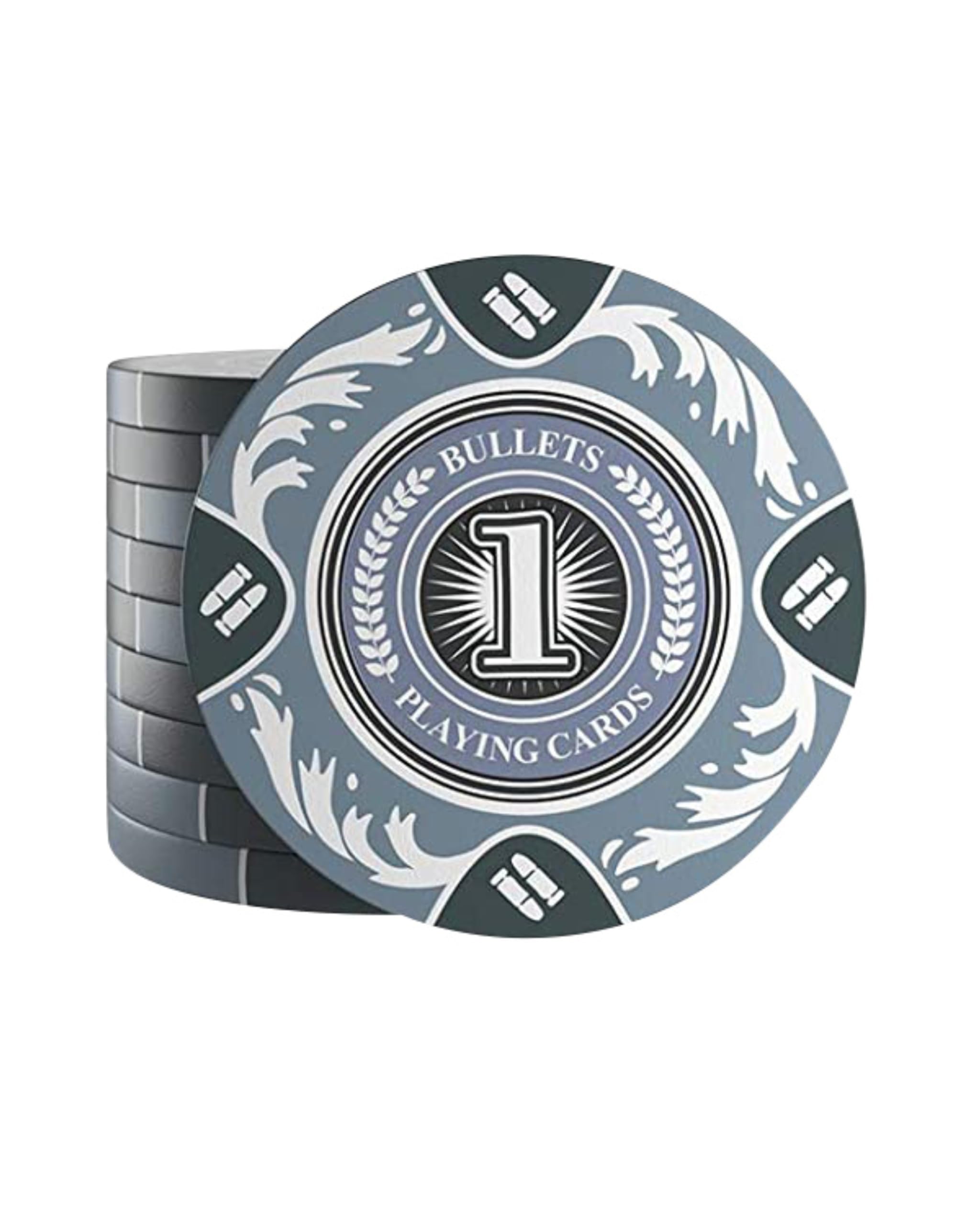 Bullets Playing Cards Clay Poker Chips - Durable Clay Construction for Professional & Home Poker Games - Perfect for Texas Hold’em, & Game Nights - Set of 20 Tony Series with Value 1