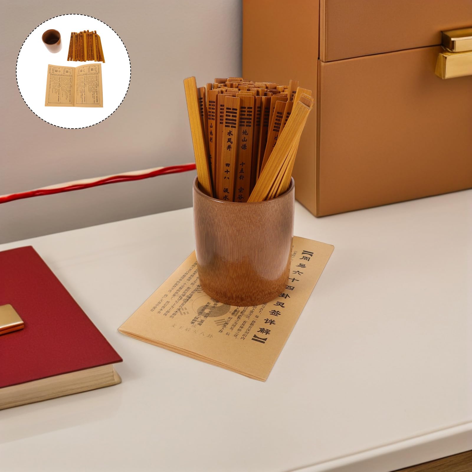 Mikikit Set Bastoncini di Divinazione Cinese in bambù – Strumenti di Profezia Tradizionali i Ching con 64 Esagrammi – Gioco Educativo Portatile per Studenti e Appassionati di Pratiche