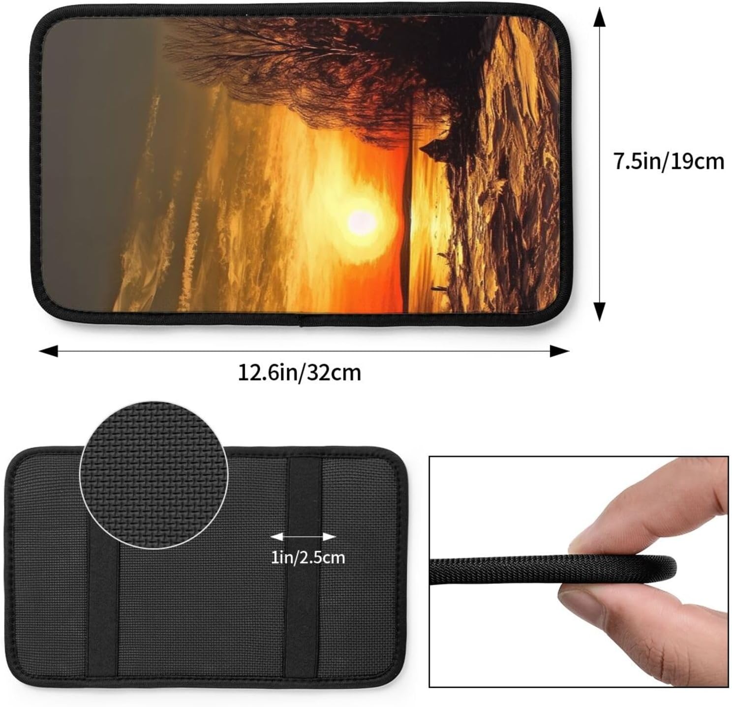 Auto Center Console Pad Sunset Car Armrest Seat Box Cover Protector Universal Arm Rest Cushion Pads for SUV, Truck, Vehicle, Car handrail Box Cushion Auto Accessories image 3