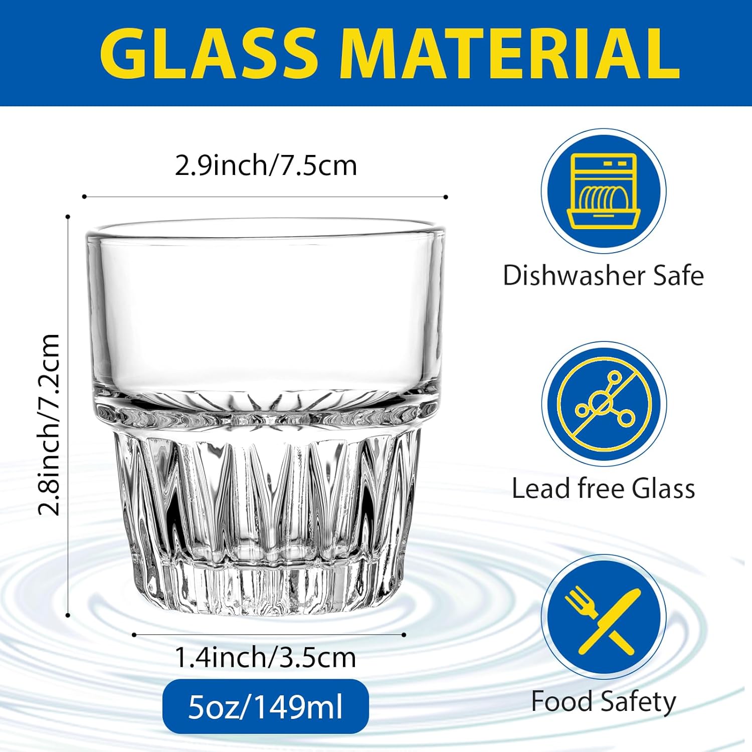 20-Pack 5oz Shot Glasses Set, Bulk Heavy Base Rock Glasses, Stackable Whiskey Tumbler for Bar Espresso Tasting, Drinking Glasses for Bourbon，Juice，Water，Cortado - Image 2