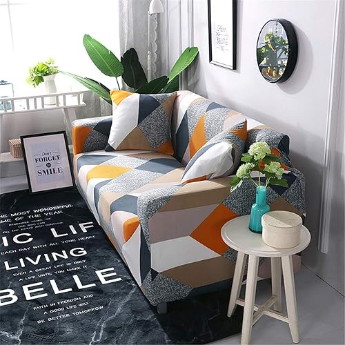 Miniatura 3 de Lamberia Funda de Sofá Estampada Elástica Funda de Sofá Fundas de Sofá para Sofás y Loveseats con Dos Fundas de Almohada Gratis (Geométrico,