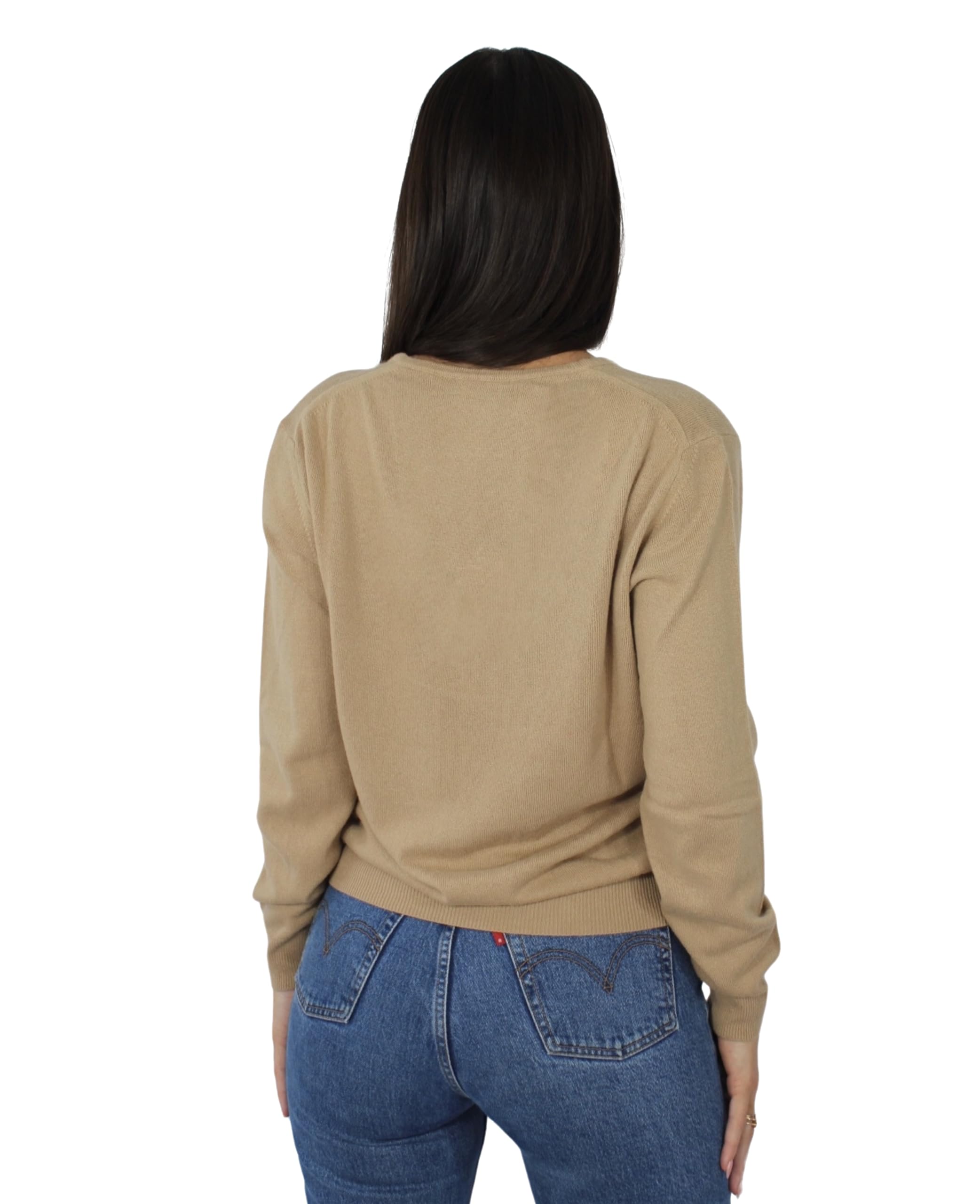 Win's Pull Femme Col en V en Cachemire, Fabriqué en Italie