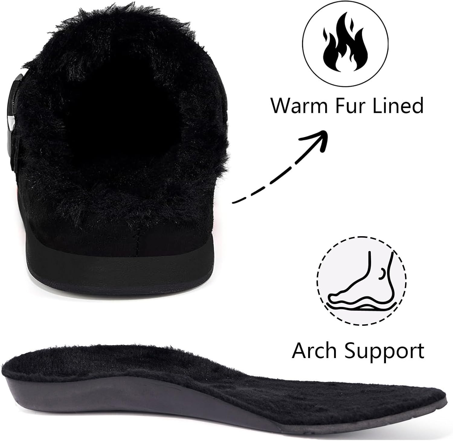 Hsyooes Fur Lined Clogs for Women Men Suede Winter Slippers Arch Support Slip on Mules Potato Shoes with Removable Cushion Footbed Warm Home House Shoes - Image 5