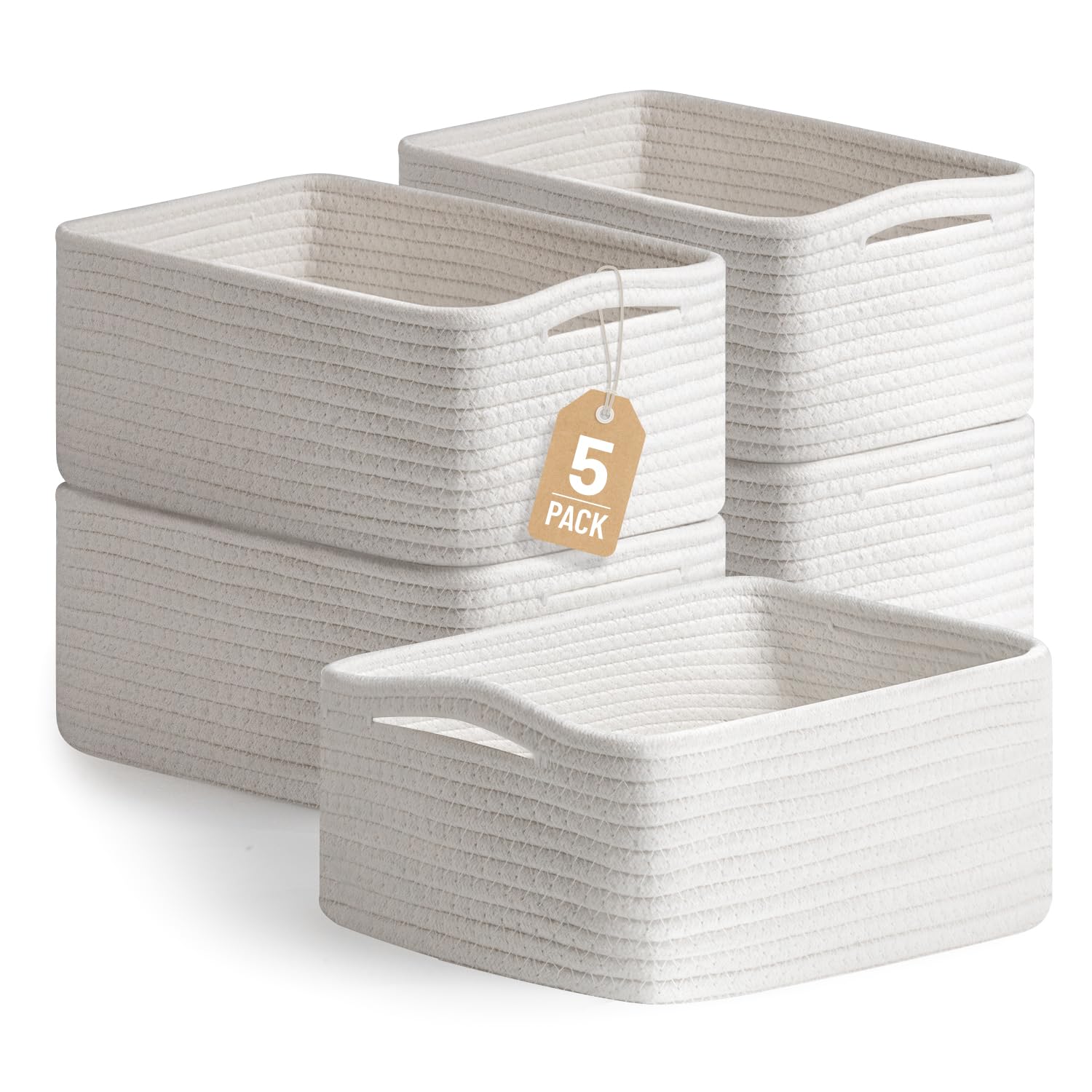 Photo 1 of Yilobi 5 Pack Small Woven Storage Baskets