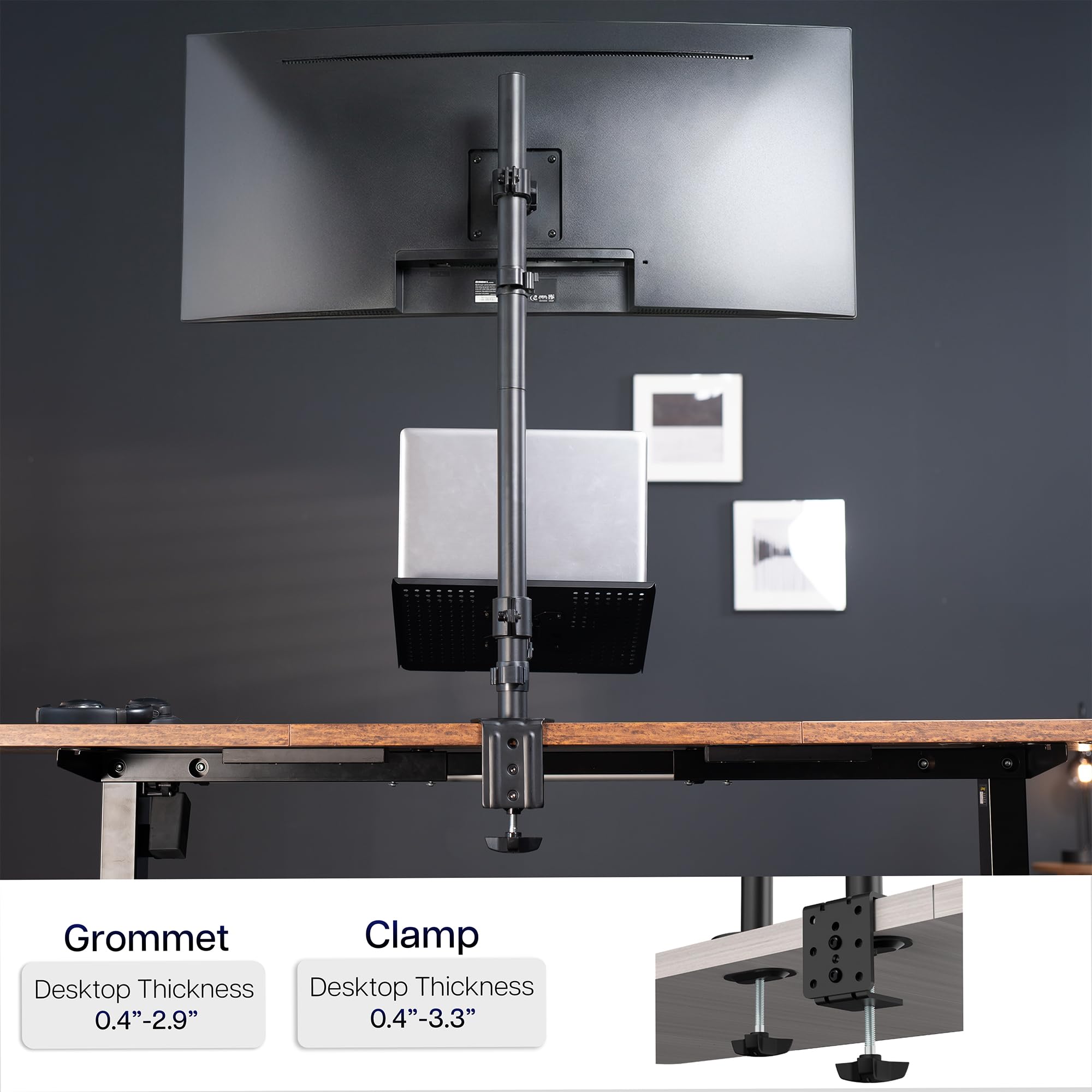 VIVO Supporto da scrivania per laptop e monitor LCD da 13" a 32", supporto regolabile extra alto, adatto per laptop fino a 17" (STAND-V012C)