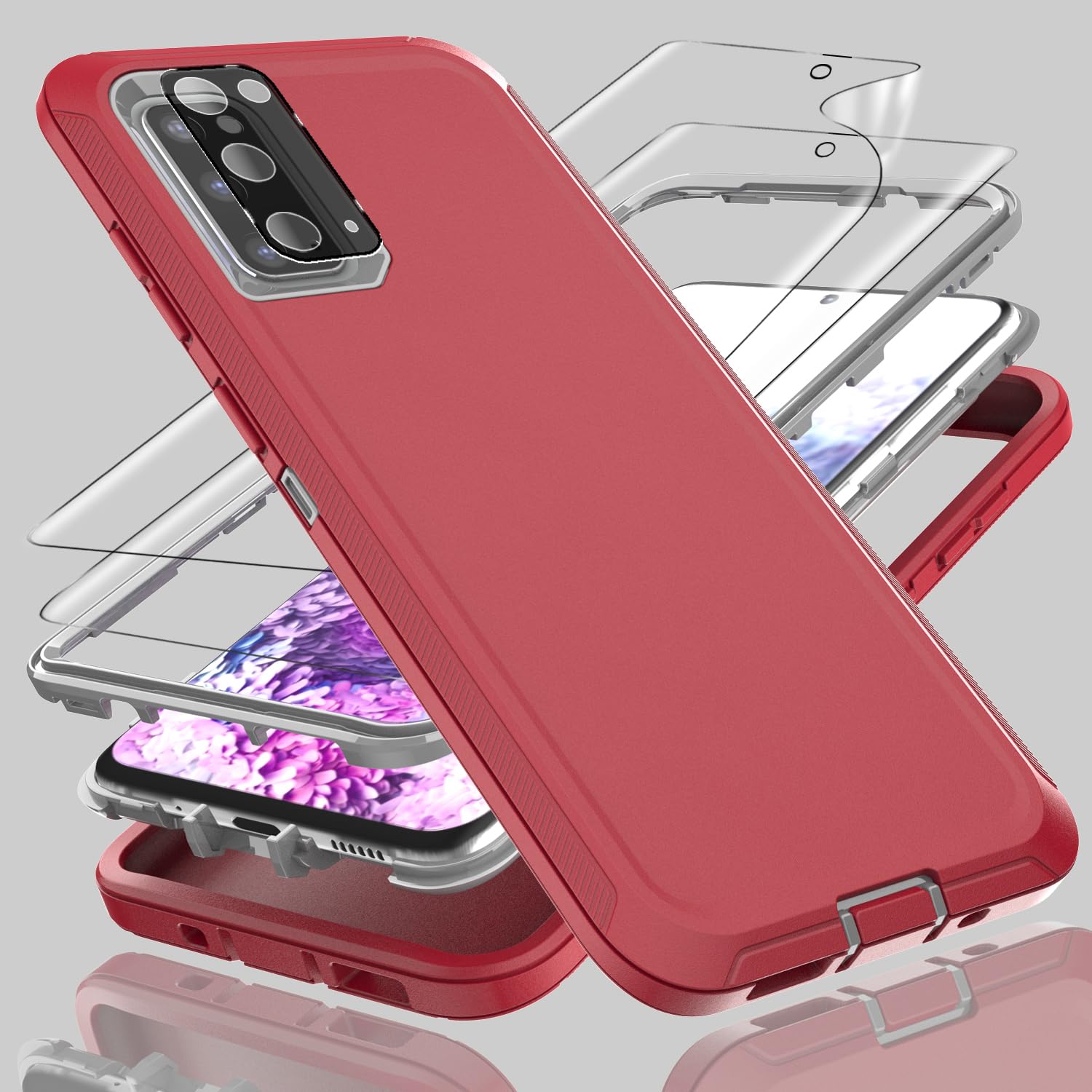 Marre des écrans brisés ? Coque Samsung S20 antichoc 3 en 1 rouge