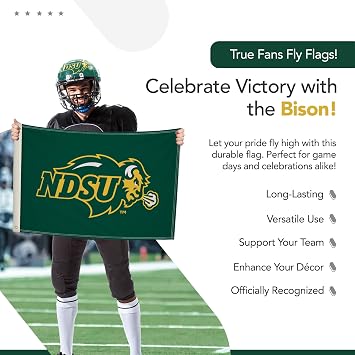 North Dakota State Bison Flag - NCAA Licensed - Nylon - 2' x 3'