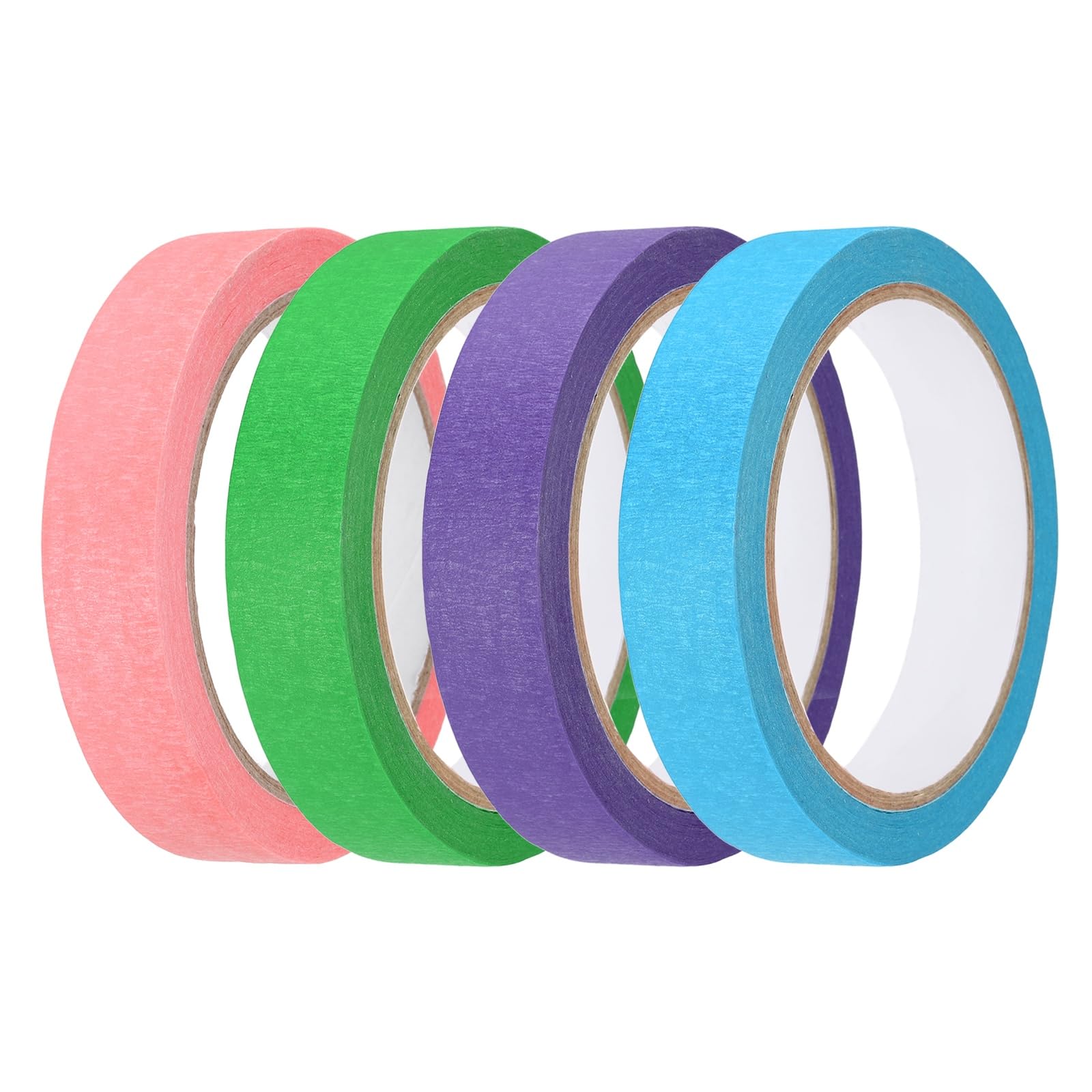 sourcing map 4pcs 20mm x 20 Meters Colored Masking Tape Universal Crepe Paper Colorful Masking Painter Tape for Art Drawing DIY Handcraft Sealing, Pink Purple Blue Dark Green โ image 1