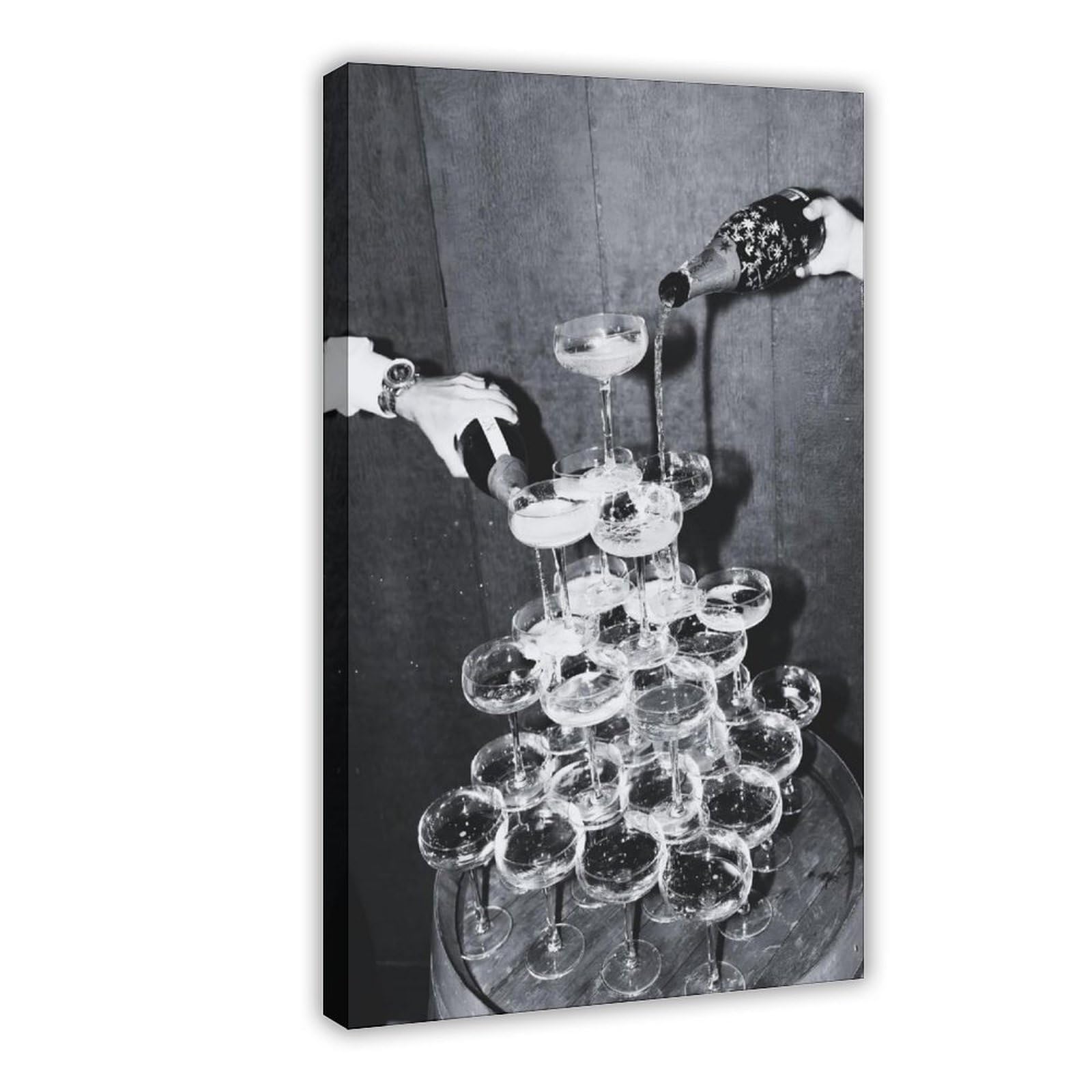 Ywtjax Frame-Style Champagne Tower Poster Canvas Poster For Dorm Room Decor Gift