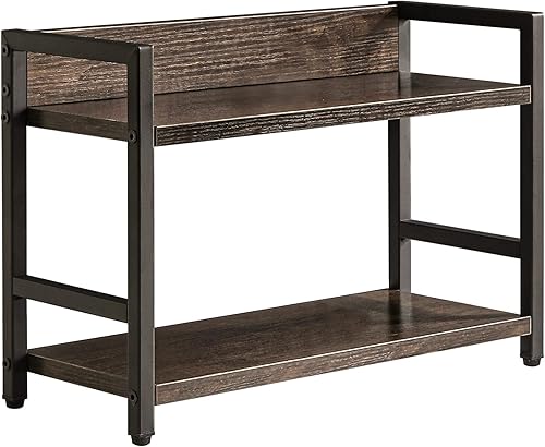 Miniatura 10 de IBUYKE Estante de especias industrial de 2 niveles, organizador de almacenamiento de escritorio, estante de condimentos de pie para encimera,